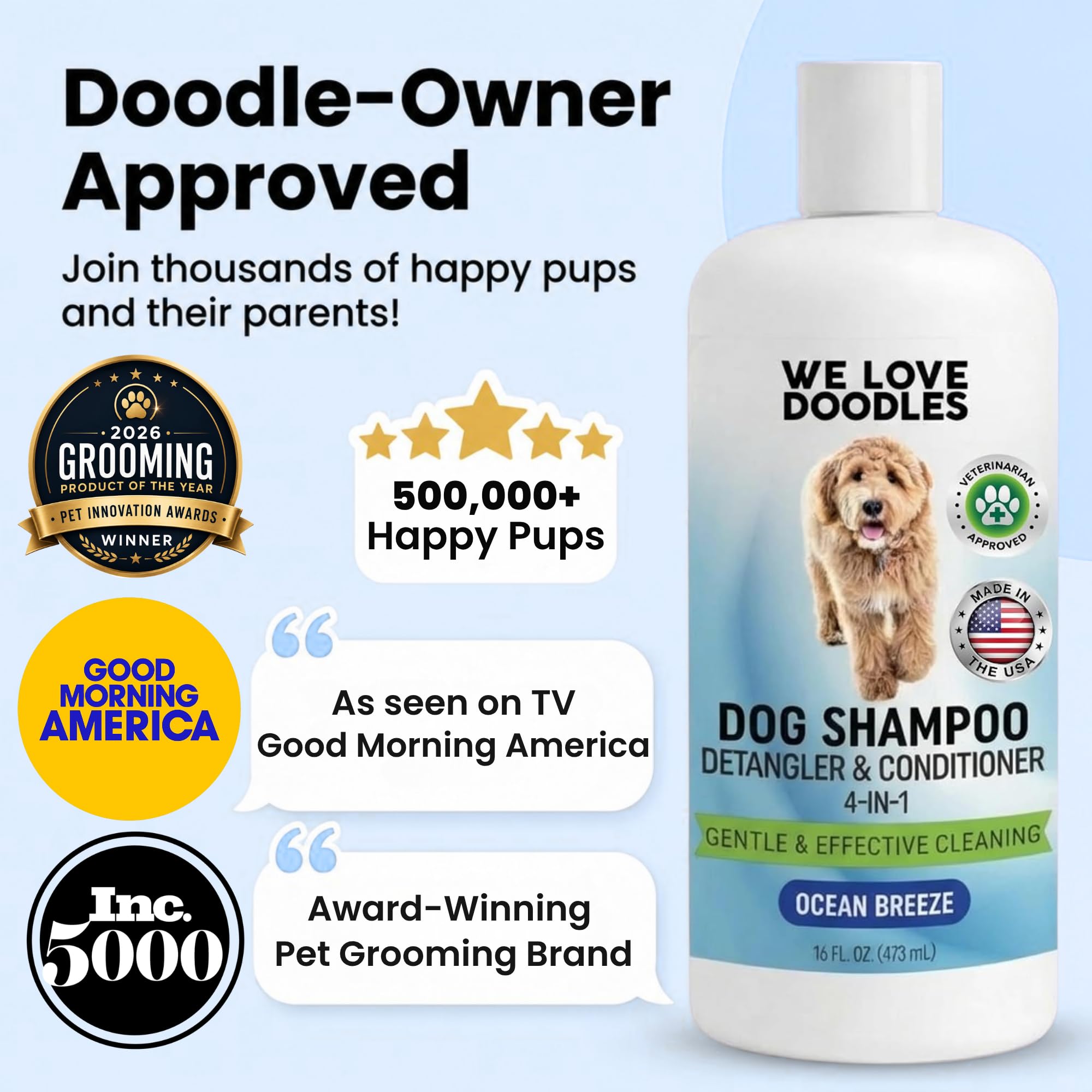 We Love Doodles style de vie chien propre et brossage simplifié après bain