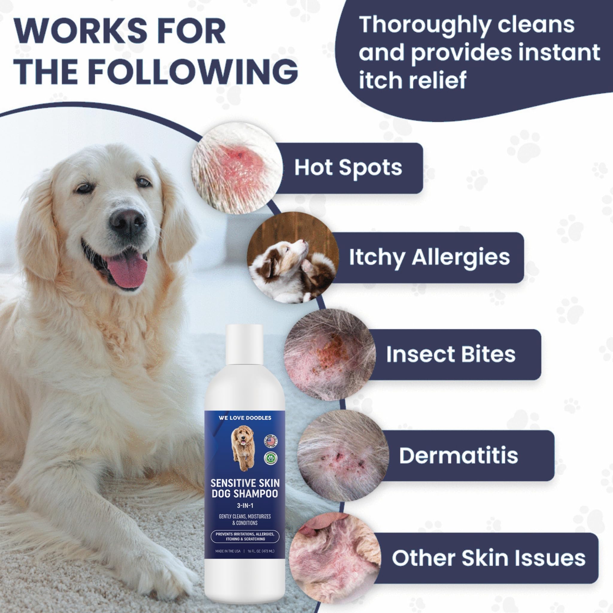 We Love Doodles shampooing en usage lors d'un bain apaisant pour chien