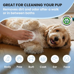 We Love Doodles lingette utilisée sur pattes pour enlever boue et odeurs