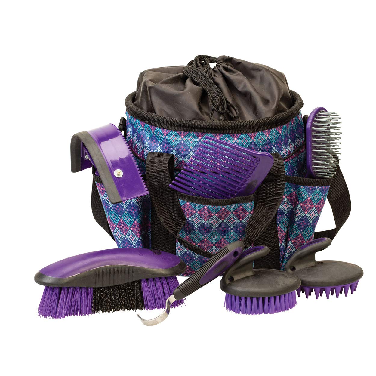 Weaver Equine sac organiseur violet montrant rangement pratique et gain de temps