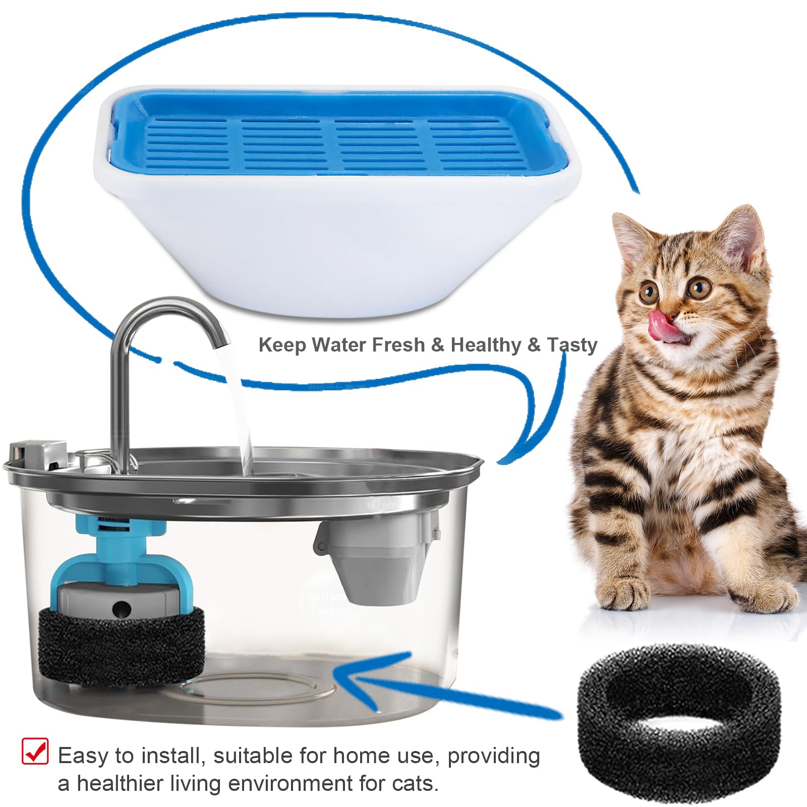 WECATION gros plan structure du filtre montrant multicouches filtrantes