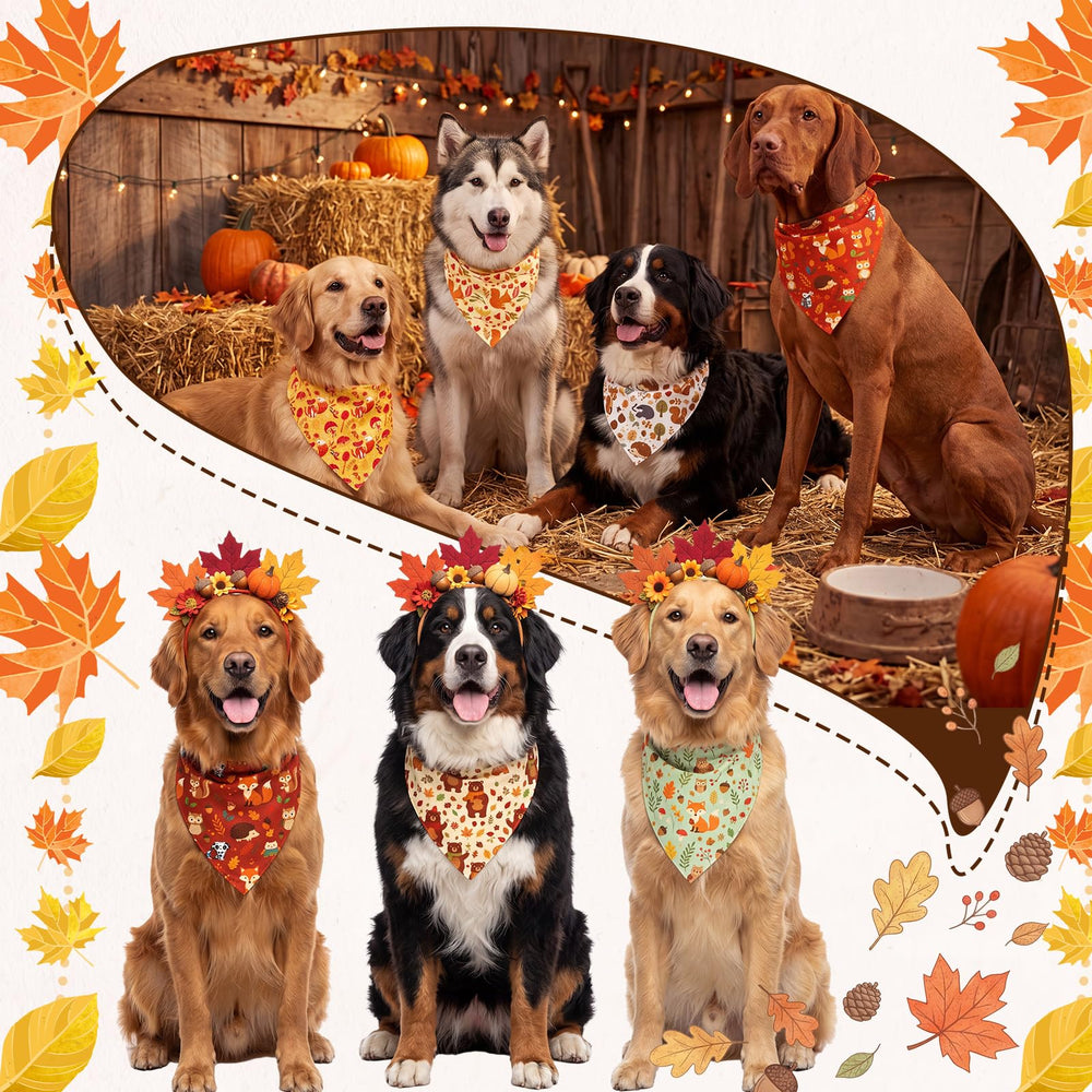 Weewooday assortiment de bandanas automne affichant motifs renard hérisson et couleurs chaudes pour photos