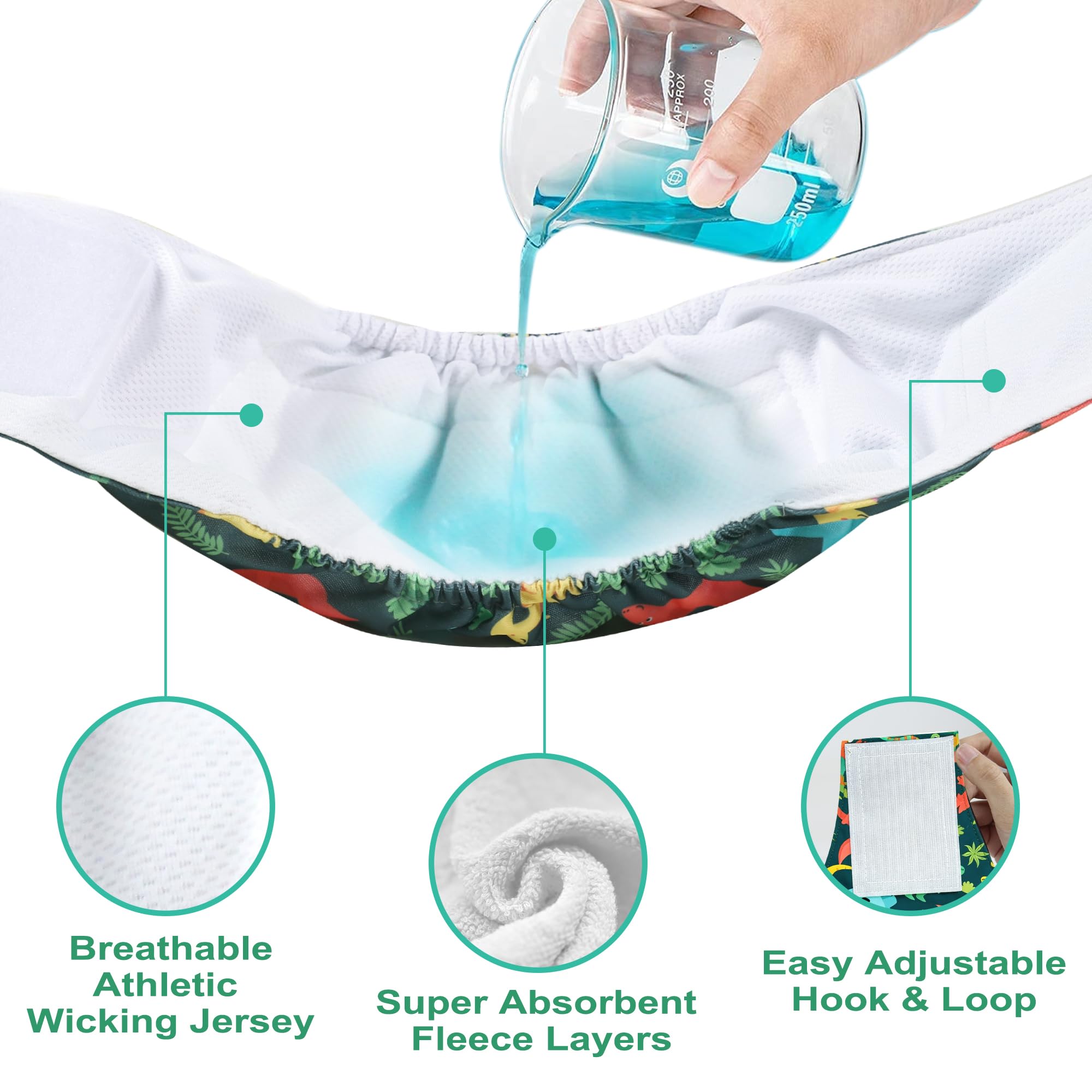 wegeeco gros plan insert absorbant cousu, capture l'humidité efficacement