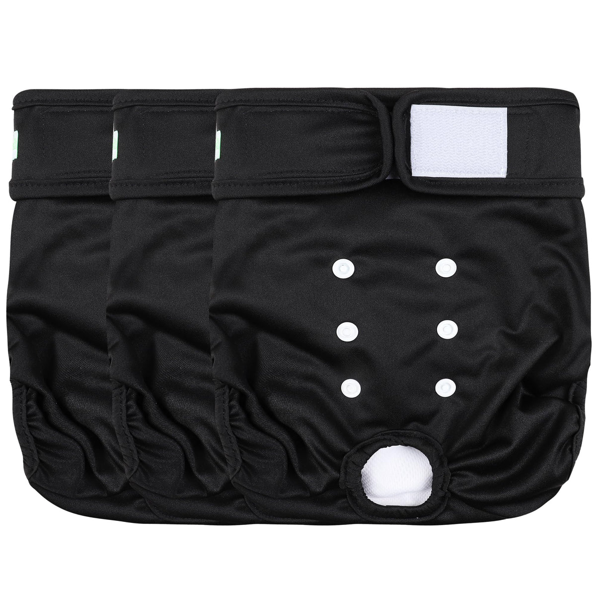 wegreeco vue avant du lot de 3 couches noires pour chiennes, protection pratique