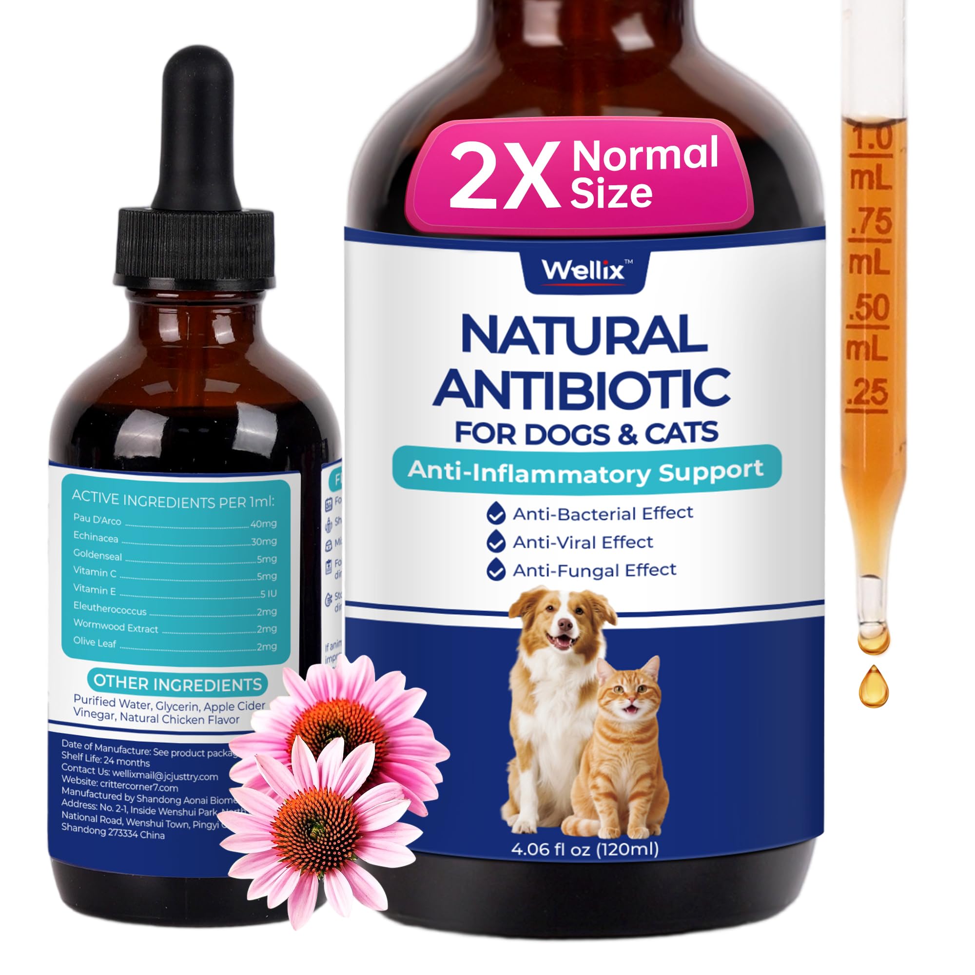Wellix flacon 120 ml visibilité avant, praticité pour animaux