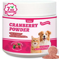 Wellix pot avant contenant poudre canneberge pour chiens et chats, facilite l’administration