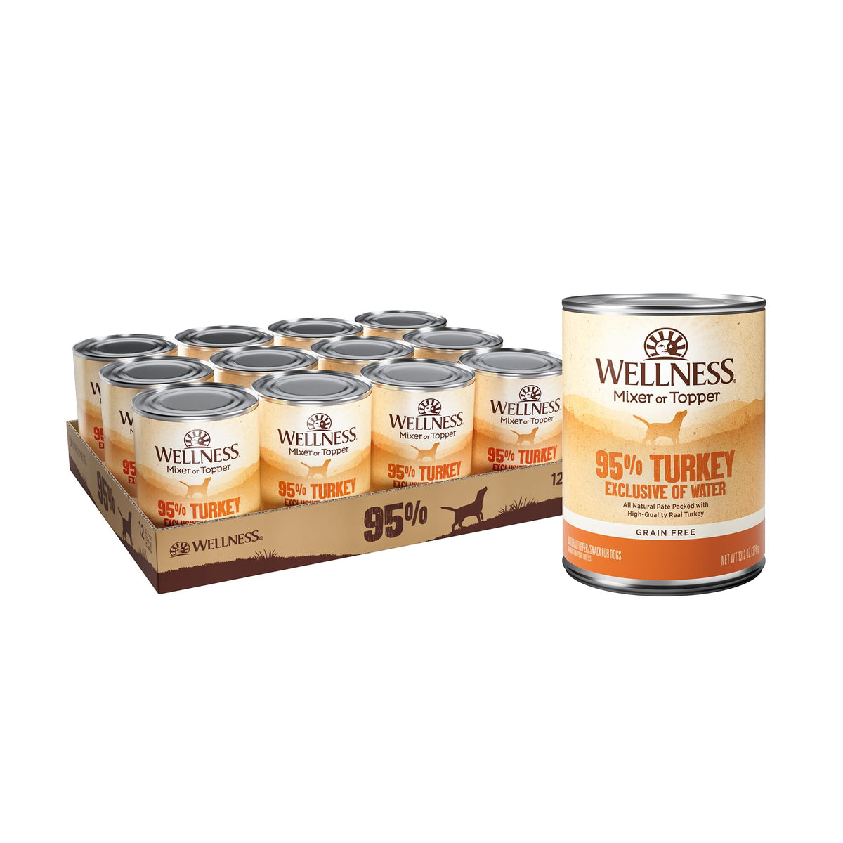 Wellness boîte face montrant la pâté de dinde, appétence et qualité