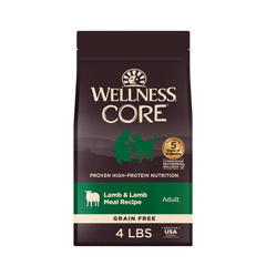 Wellness CORE emballage face montrant recette agneau et bénéfices naturels