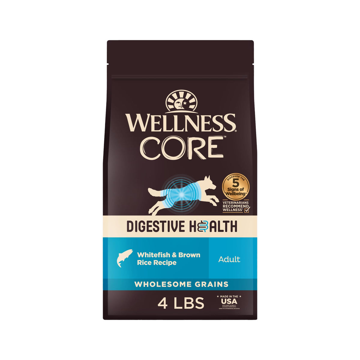 Wellness paquet recto montrant la recette Digestive Health et bénéfice digestion