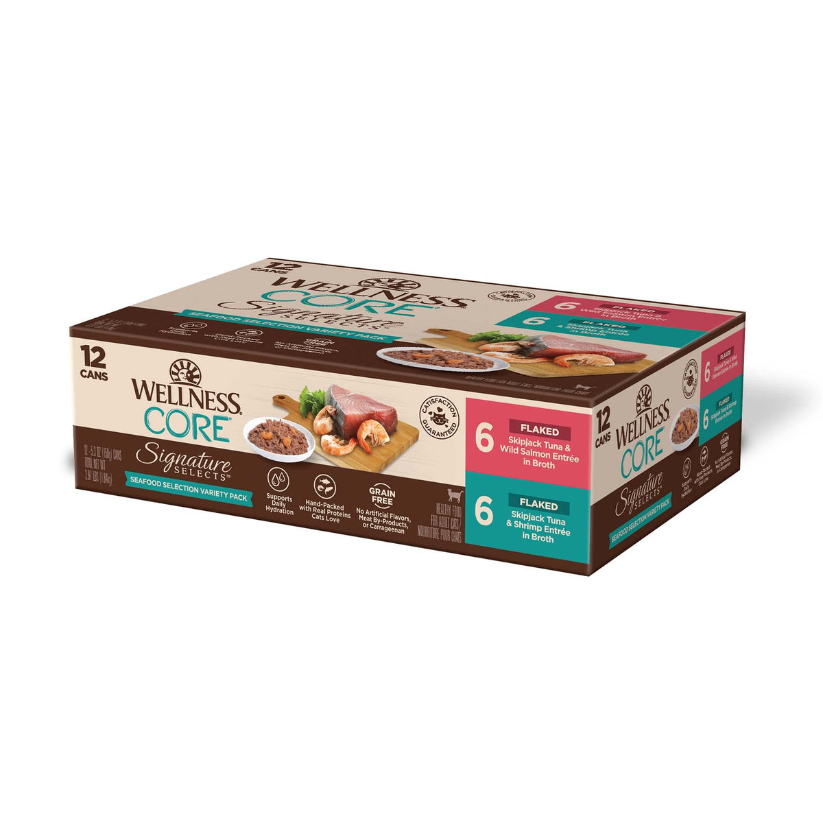 Wellness CORE pack face montrant l'emballage et la variété pour choix facile