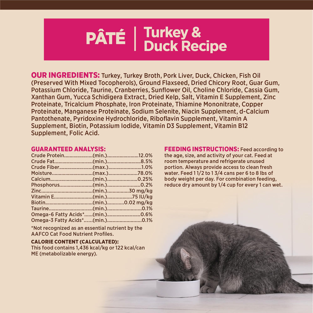 Wellness CORE pâté gros plan sur morceaux de dinde et canard, protéines visibles