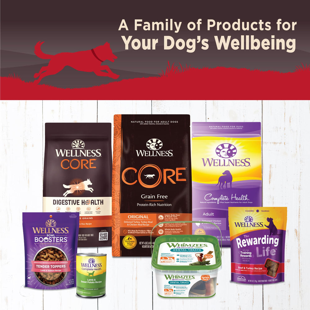 Wellness CORE chien mangeant la pâté, améliore l'engouement au repas