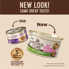 Wellness pâté ouverte montrant texture lisse et appétissante pour chaton