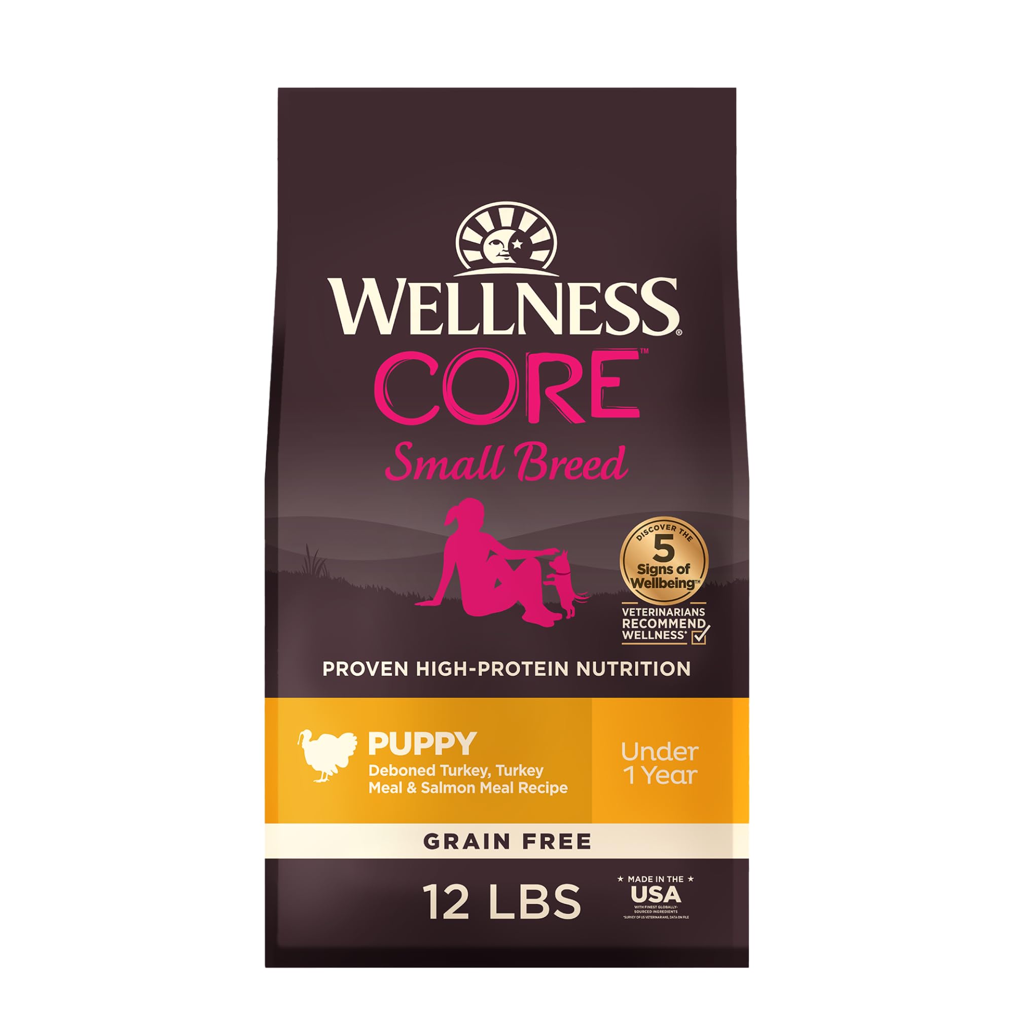 Wellness sac face montrant formule puppy bénéfice nutritionnel