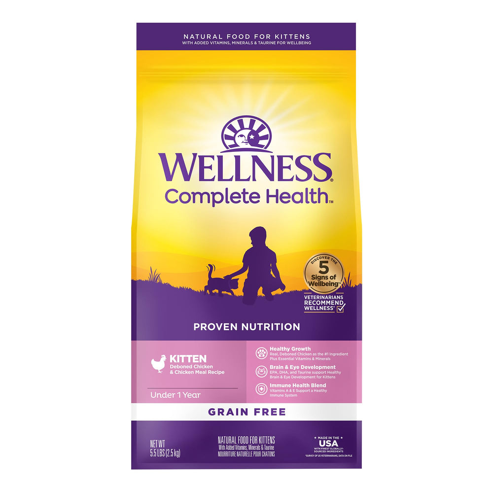 Wellness emballage avant Kitten montrant ingrédients naturels et bénéfice nutritionnel