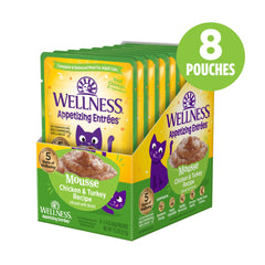 Wellness sachet ouvert révélant mousse onctueuse appétence garantie