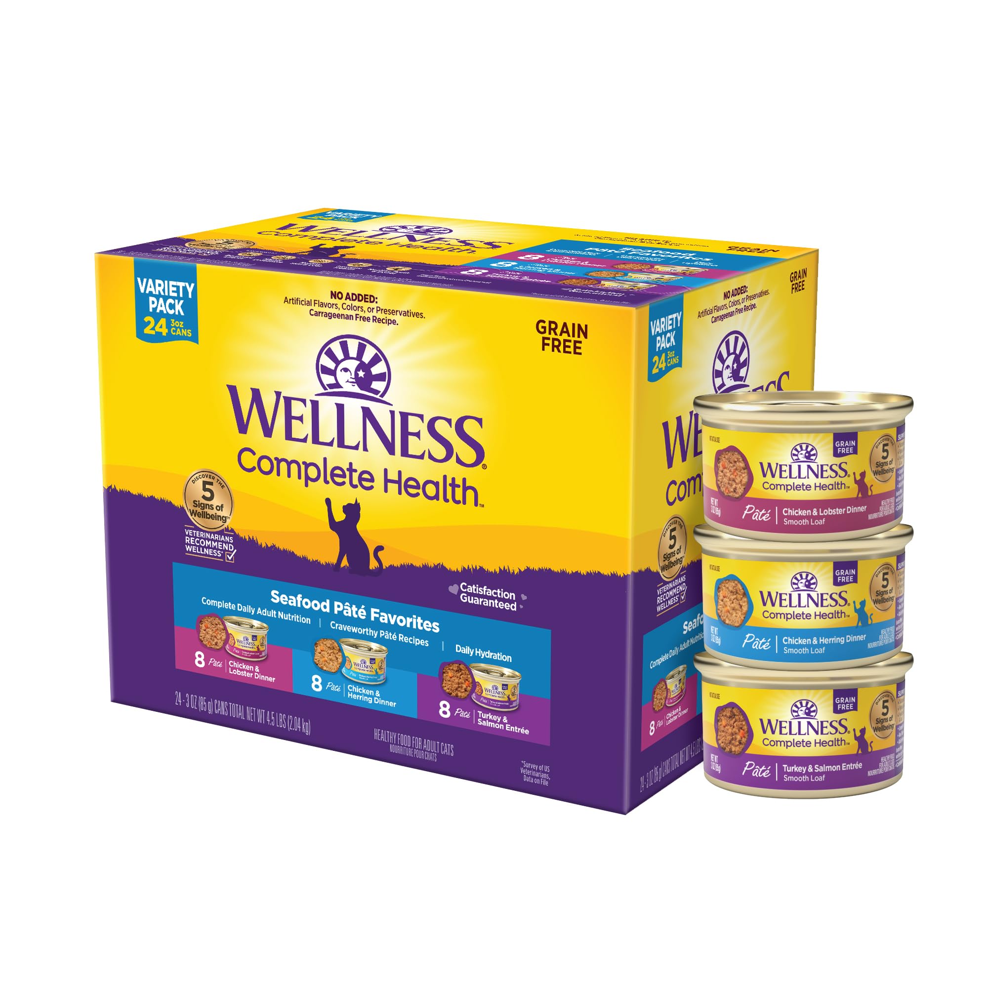 Wellness pack face avant montrant les trois recettes et bénéfice variété