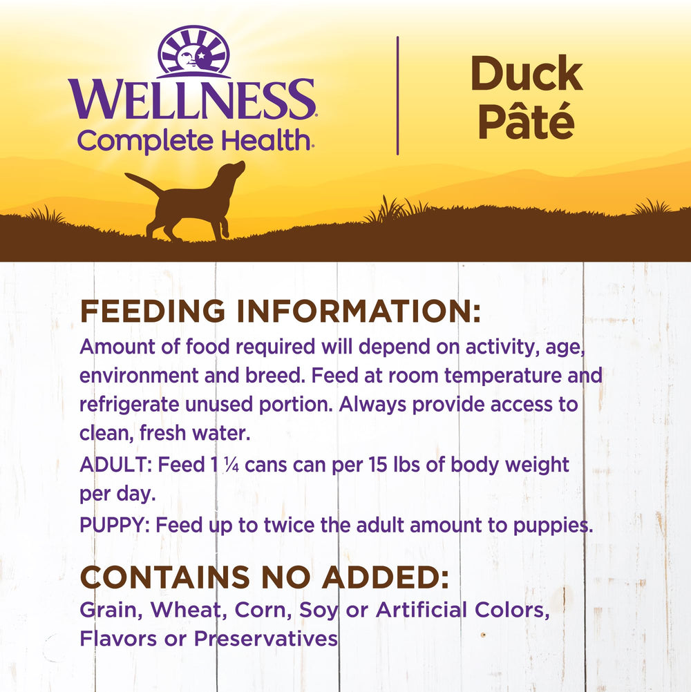 Wellness pâté canard pack de 12 boîtes empilées montrant stockage pratique