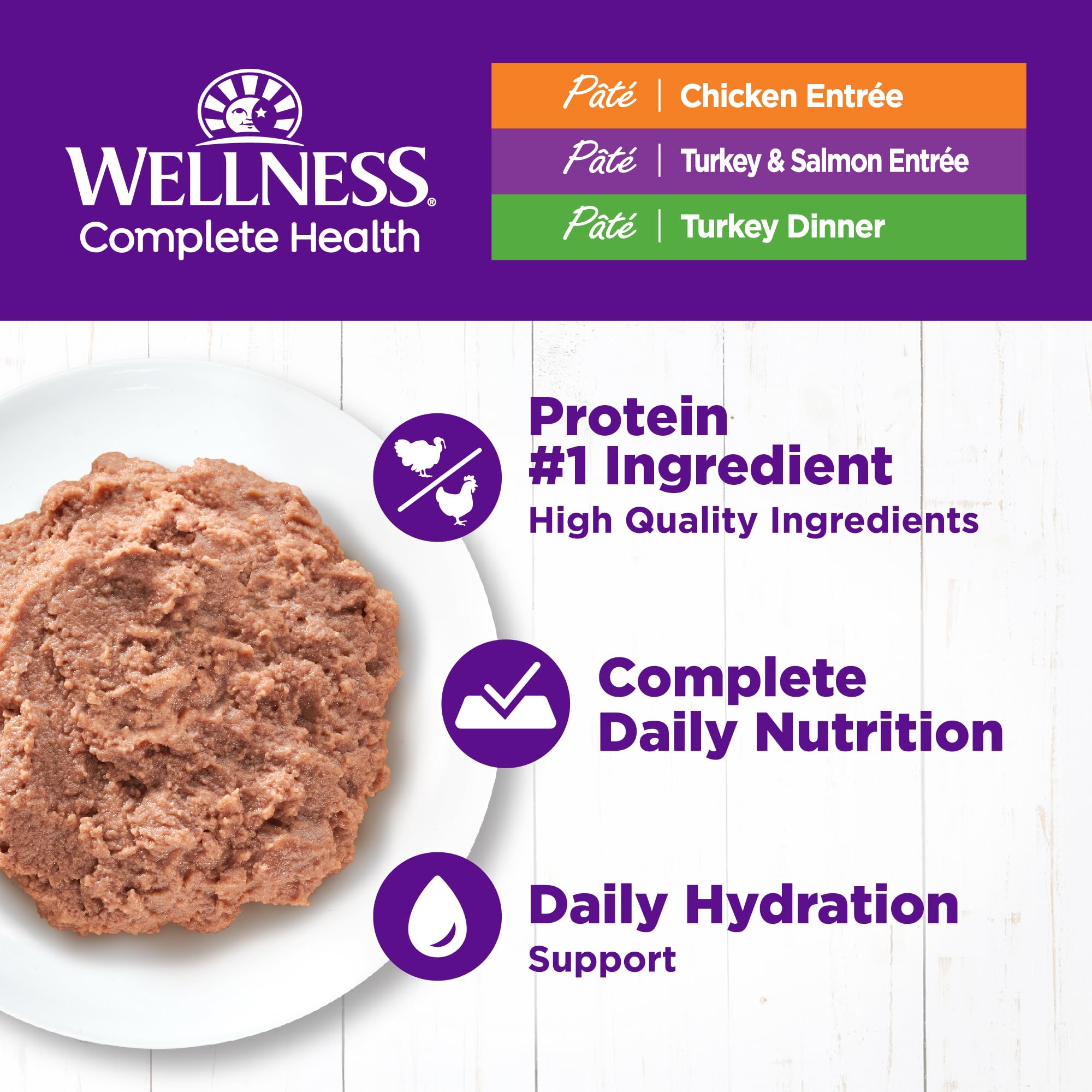 Wellness gros plan sur la texture pâté, appétissante et facile à mâcher