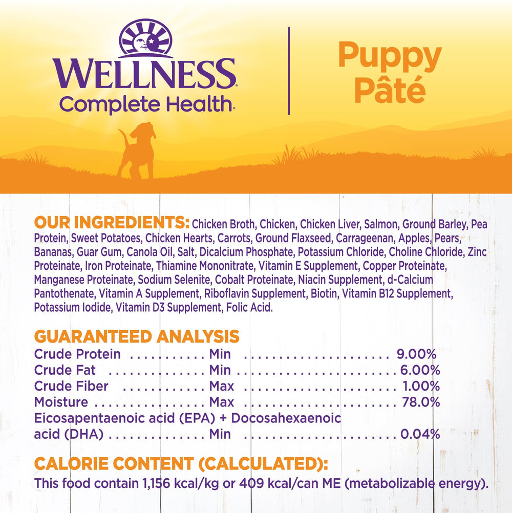 Wellness pâté chiot portion servie dans une gamelle pour contrôle des rations