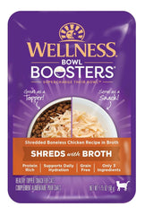 Wellness sachet face avant montrant poulet et bouillon, pratique et sans gâchis