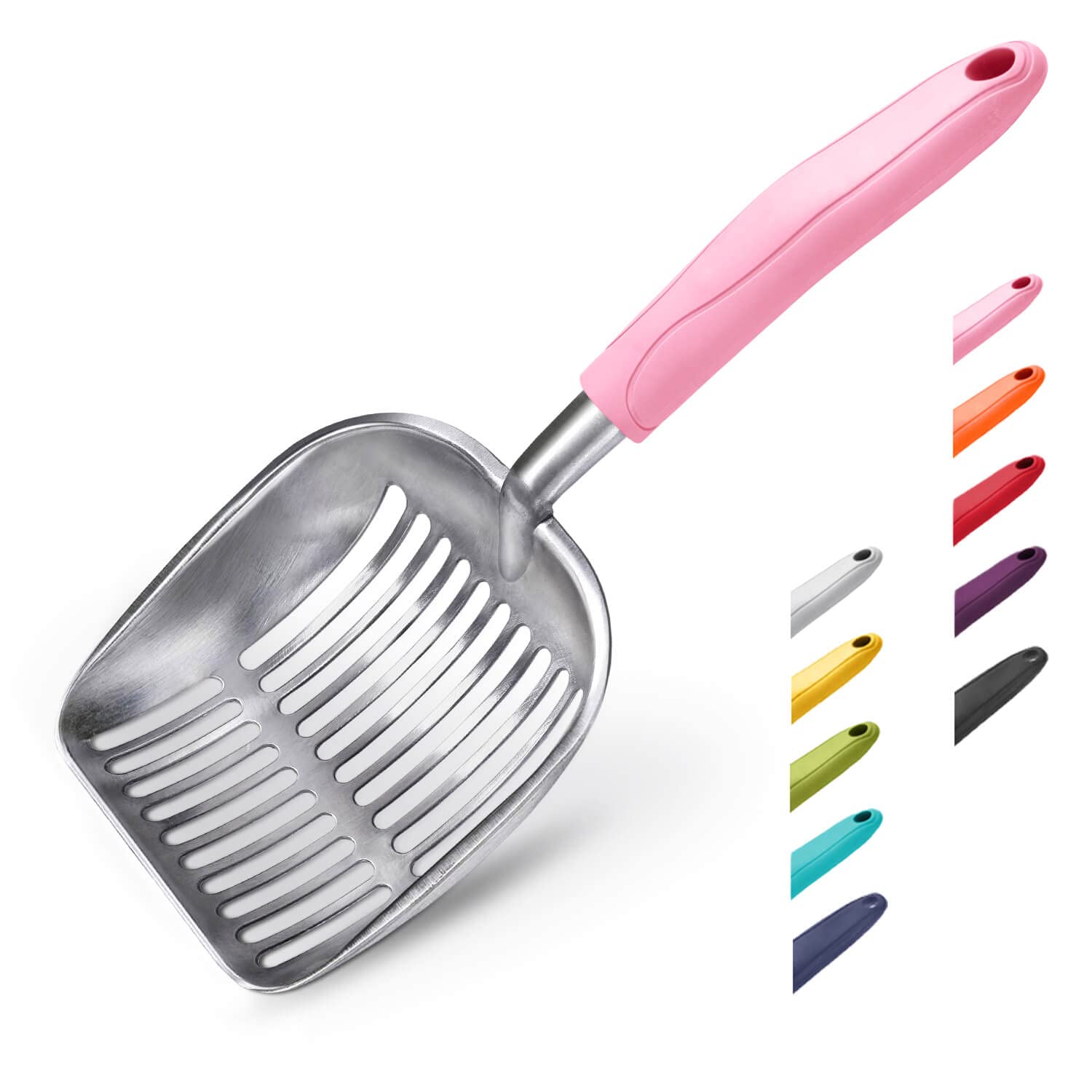 WePet pelle face avant montrant la forme robuste et la zone tamisante, pour un nettoyage efficace