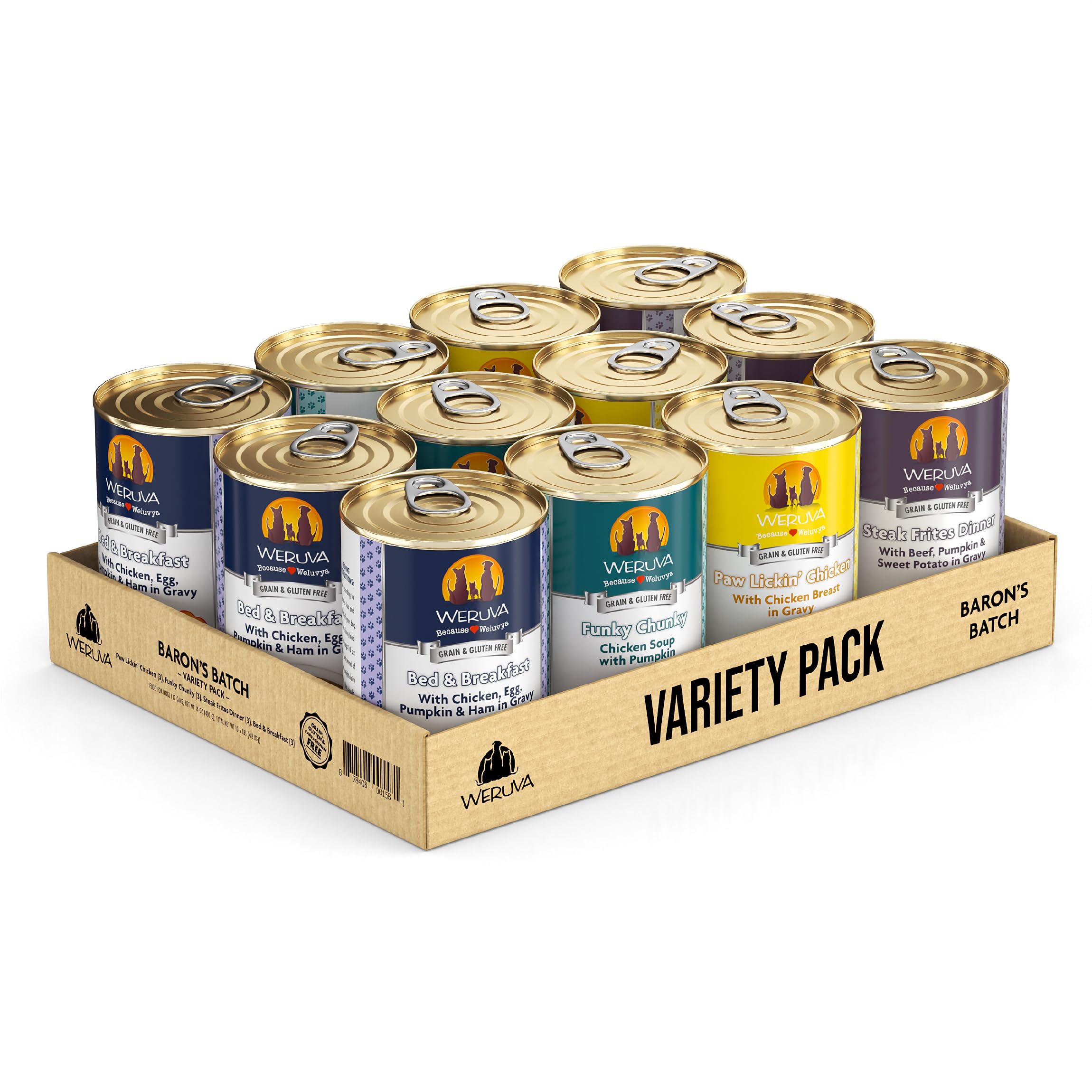 Weruva pack Baron’s Batch montrant les boîtes pour rotation de saveurs