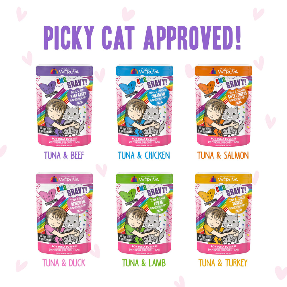 Weruva comparaison taille du sachet montrant format 85 g pratique