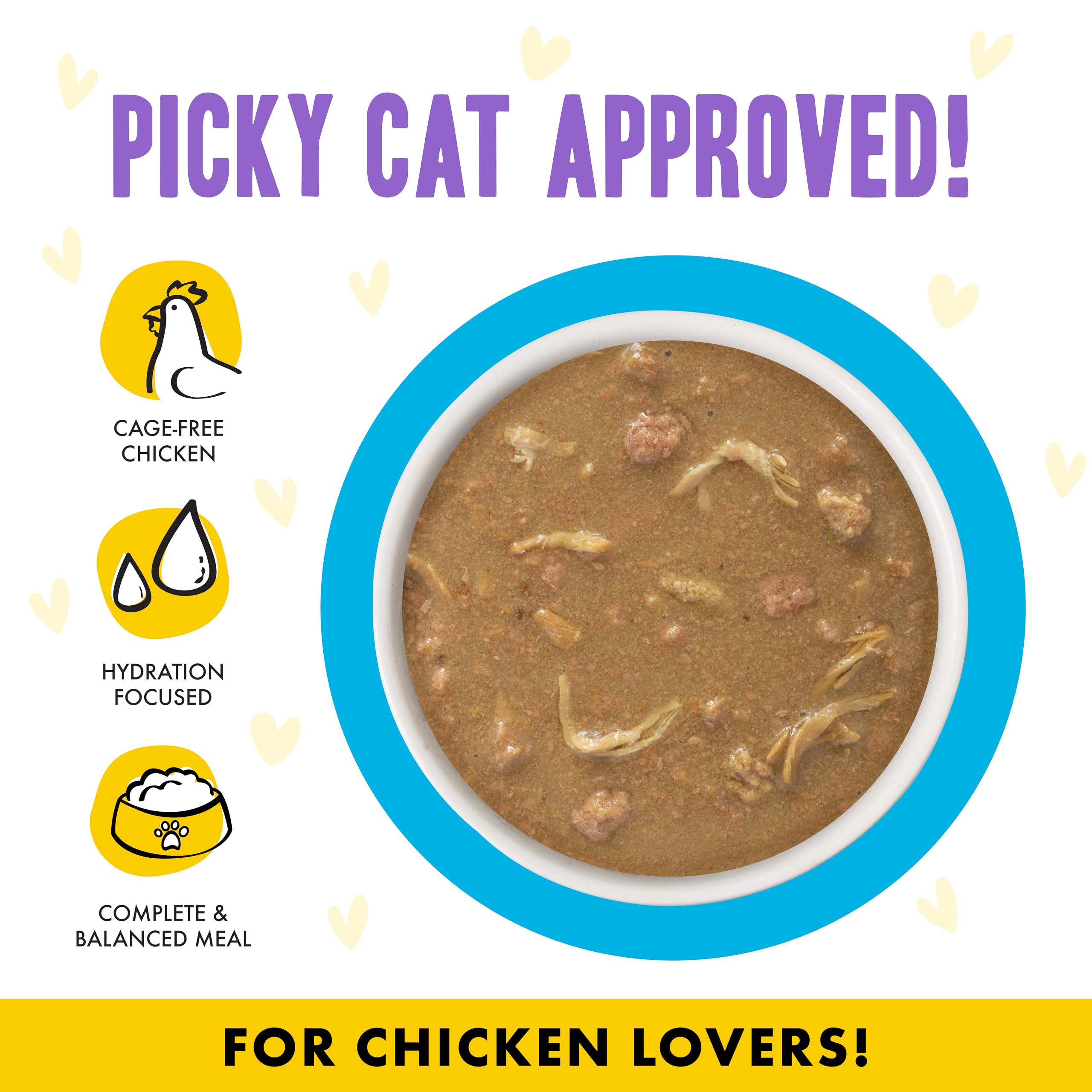 Weruva B.F.F. OMG gros plan sur morceaux de poulet tendres et juteux