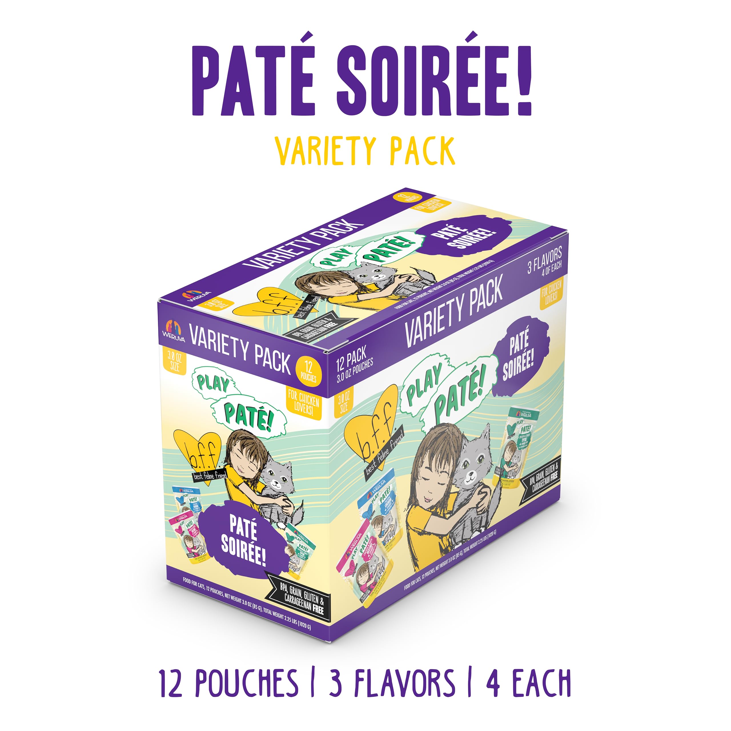 Weruva B.F.F. Play sachet ouvert affichant texture pâté crémeuse et hydratation