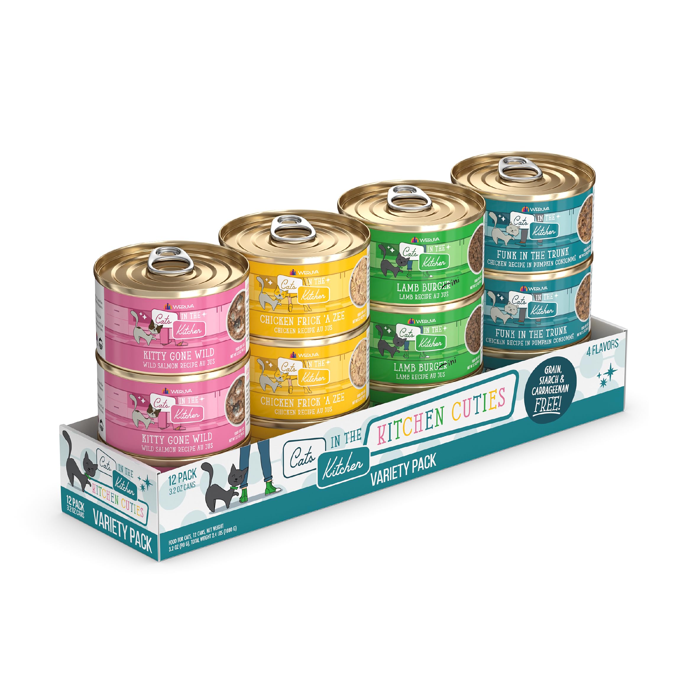 Weruva boîte face Kitchen Cuties montrant la marque et information produit, rassure sur qualité