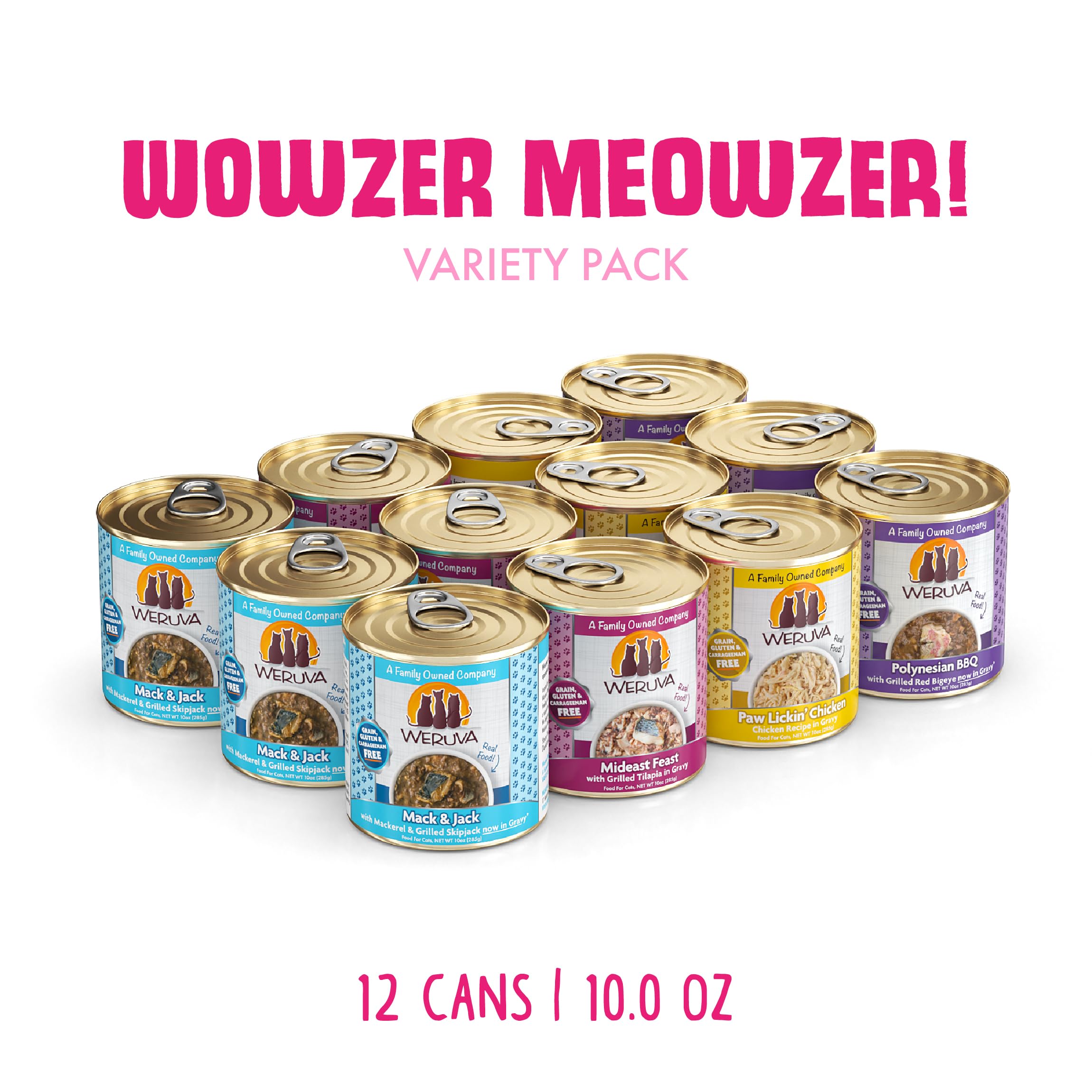 Weruva conserve ouverte montrant gros morceaux et sauce, appétence accrue