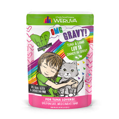 Weruva emballage avant Tuna & Lamb Luv Ya montrant l'étiquette et bénéfice appétence