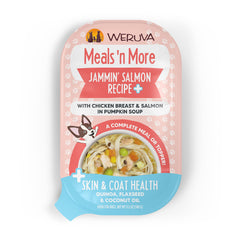 Weruva emballage face Jammin' Salmon montrant l'étiquette, rassure sur la qualité