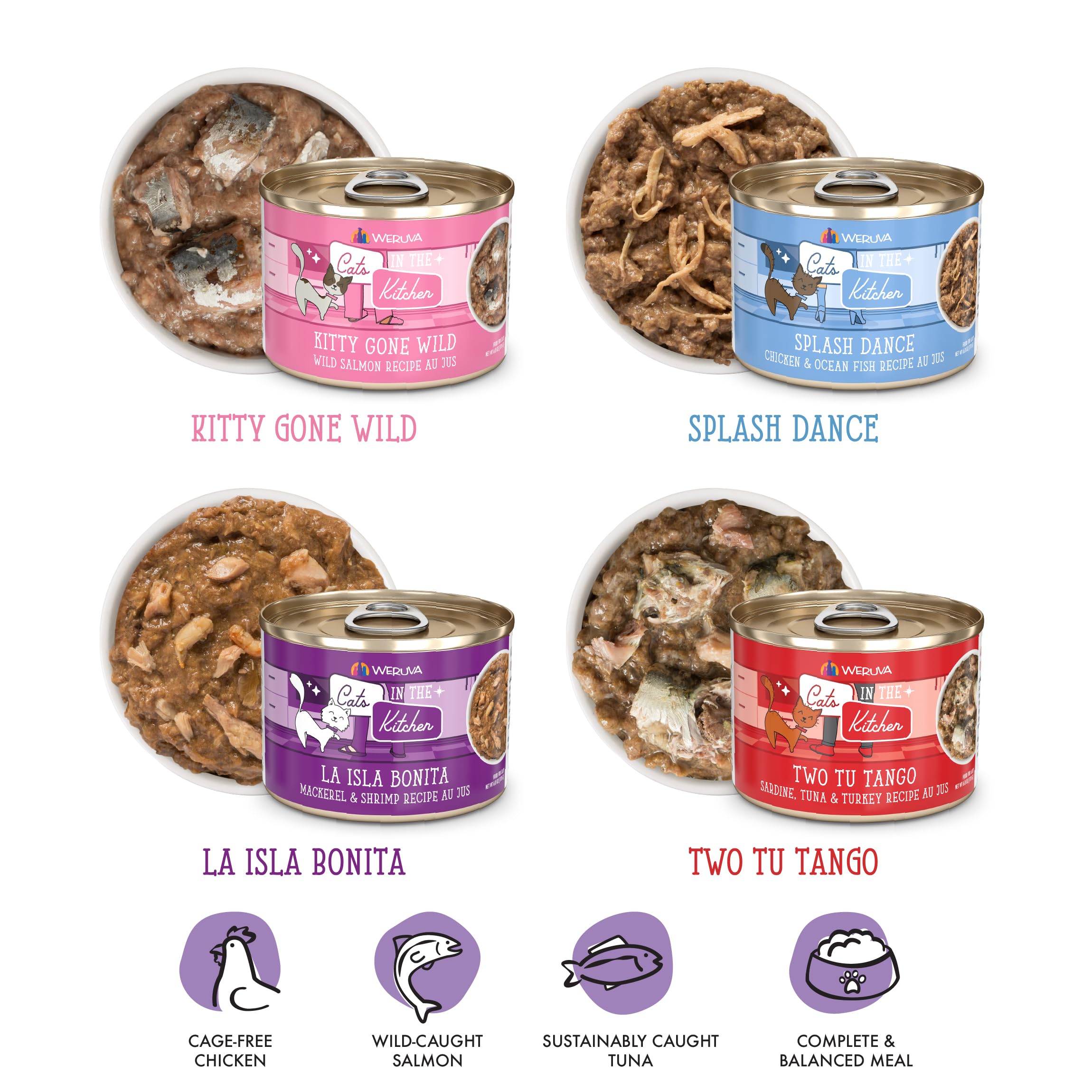Weruva assortiment des quatre saveurs, offre diversité pour chats