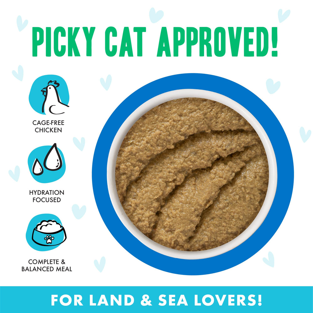 Weruva gros plan texture purée lisse, facilite la prise pour chats difficiles
