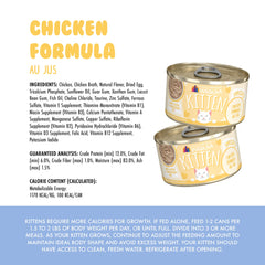 Chaton mangeant Weruva Kitten poulet au jus pour une alimentation nourrissante