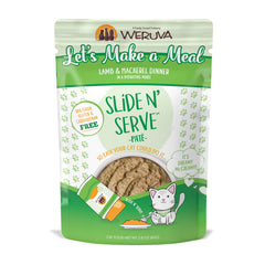 Weruva packaging avant montrant sachet pratique et bénéfice service facile