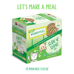 Weruva sachet Slide N Serve illustrant ouverture simple et portion propre