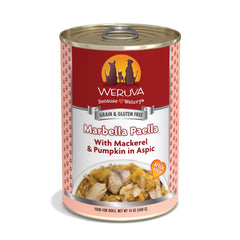 Weruva boîte Marbella Paella vue frontale montrant l’emballage et la taille