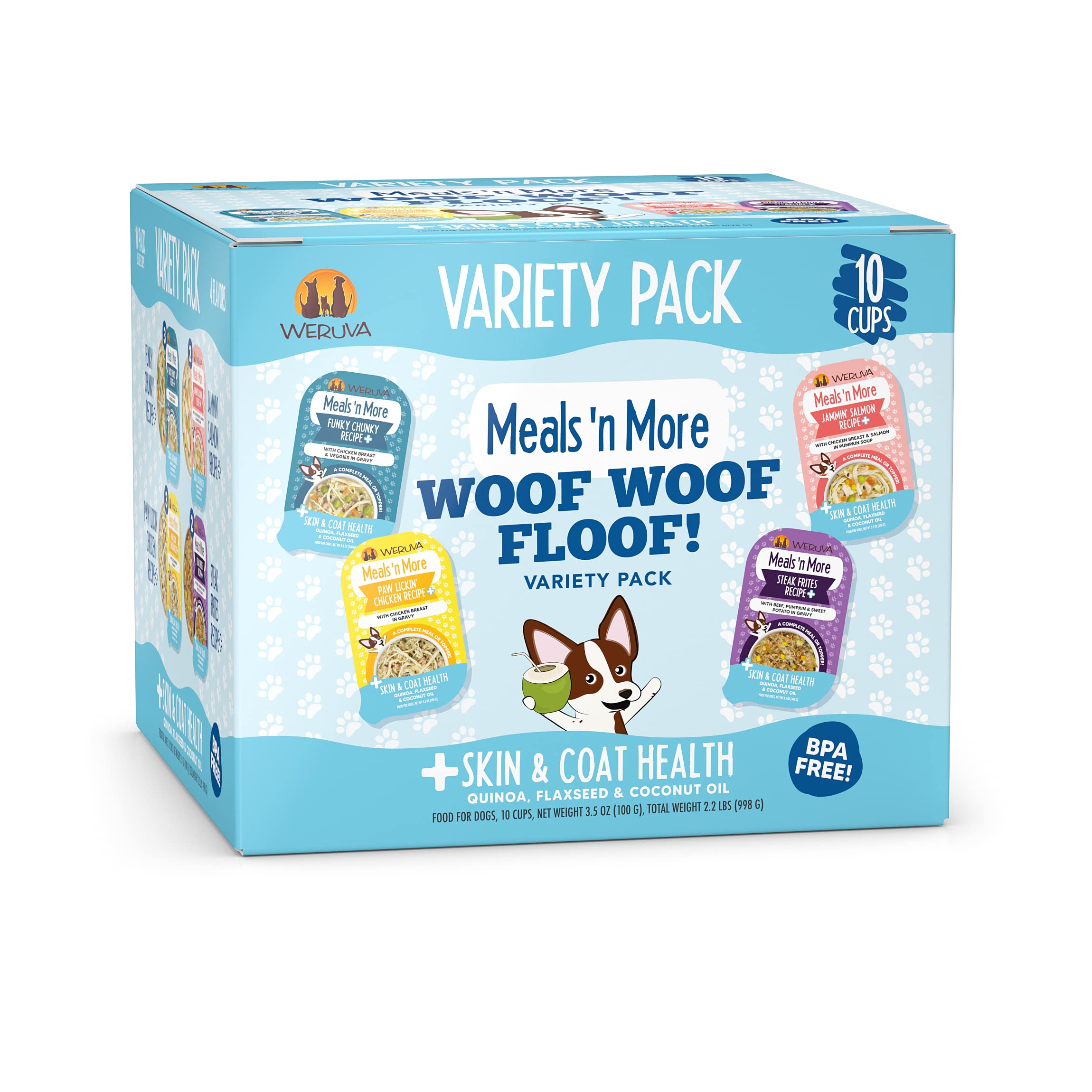 Weruva pack Woof Woof Floof face avant montrant variété pratique et attrayante