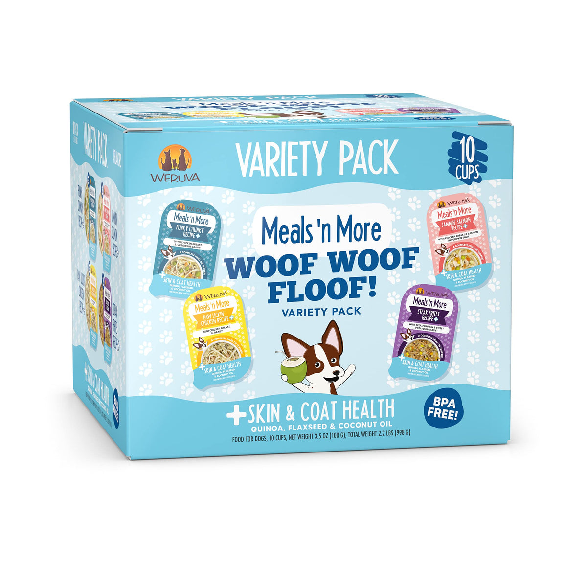 Weruva pack Woof Woof Floof face avant montrant variété pratique et attrayante
