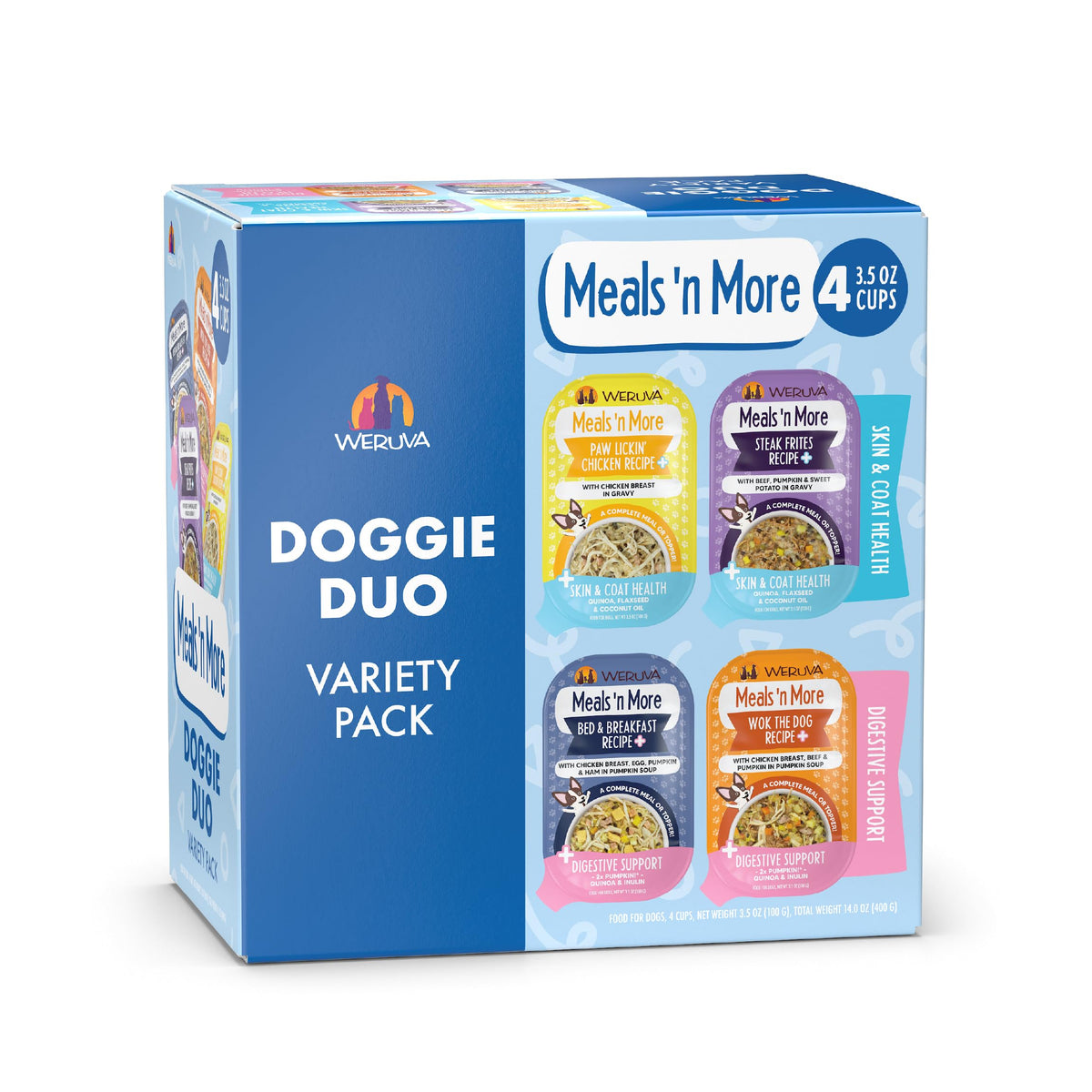 Weruva packaging avant montrant le design du pack et une présentation appétente