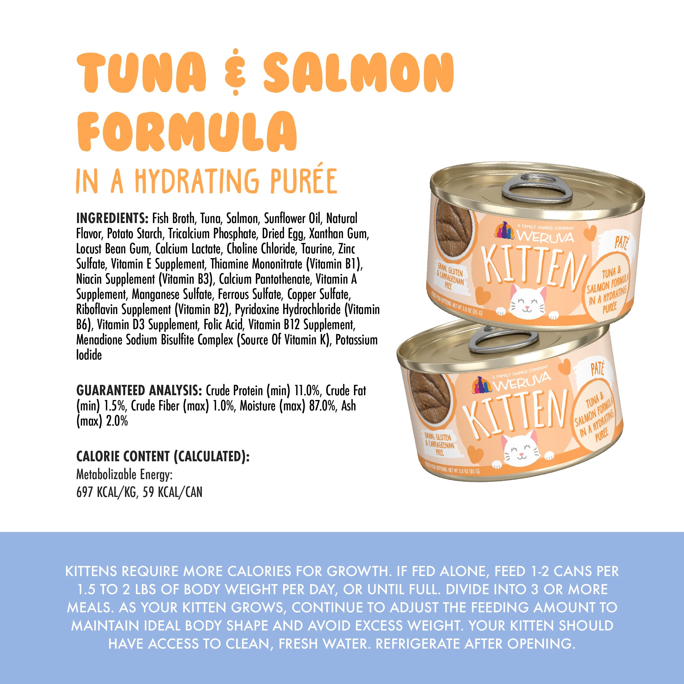 Weruva ingrédients poissons illustrant thon et saumon riches en protéines