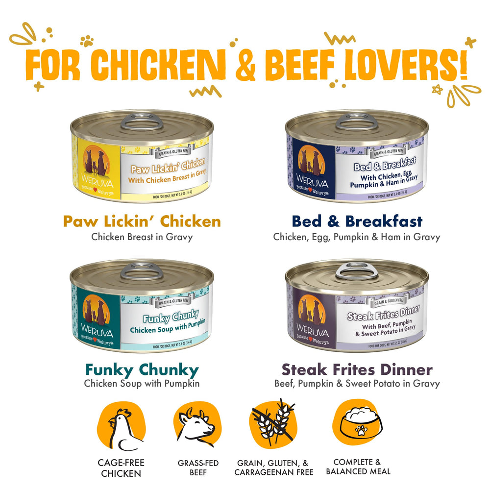 Weruva Paw Lickin’ Chicken boîte ouverte pour appétence et hydratation