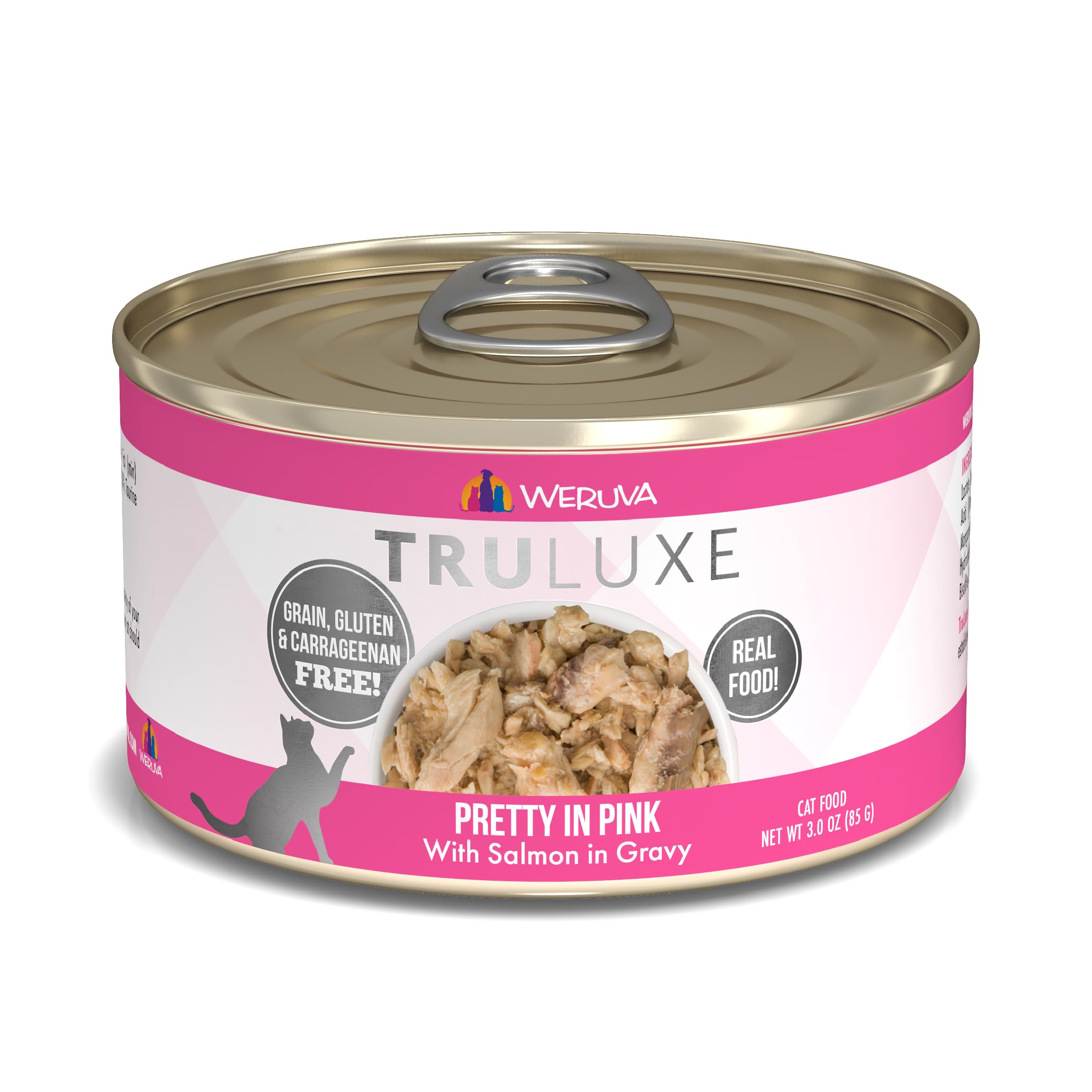 Weruva face de la boîte montrant l’emballage premium et la saveur saumon