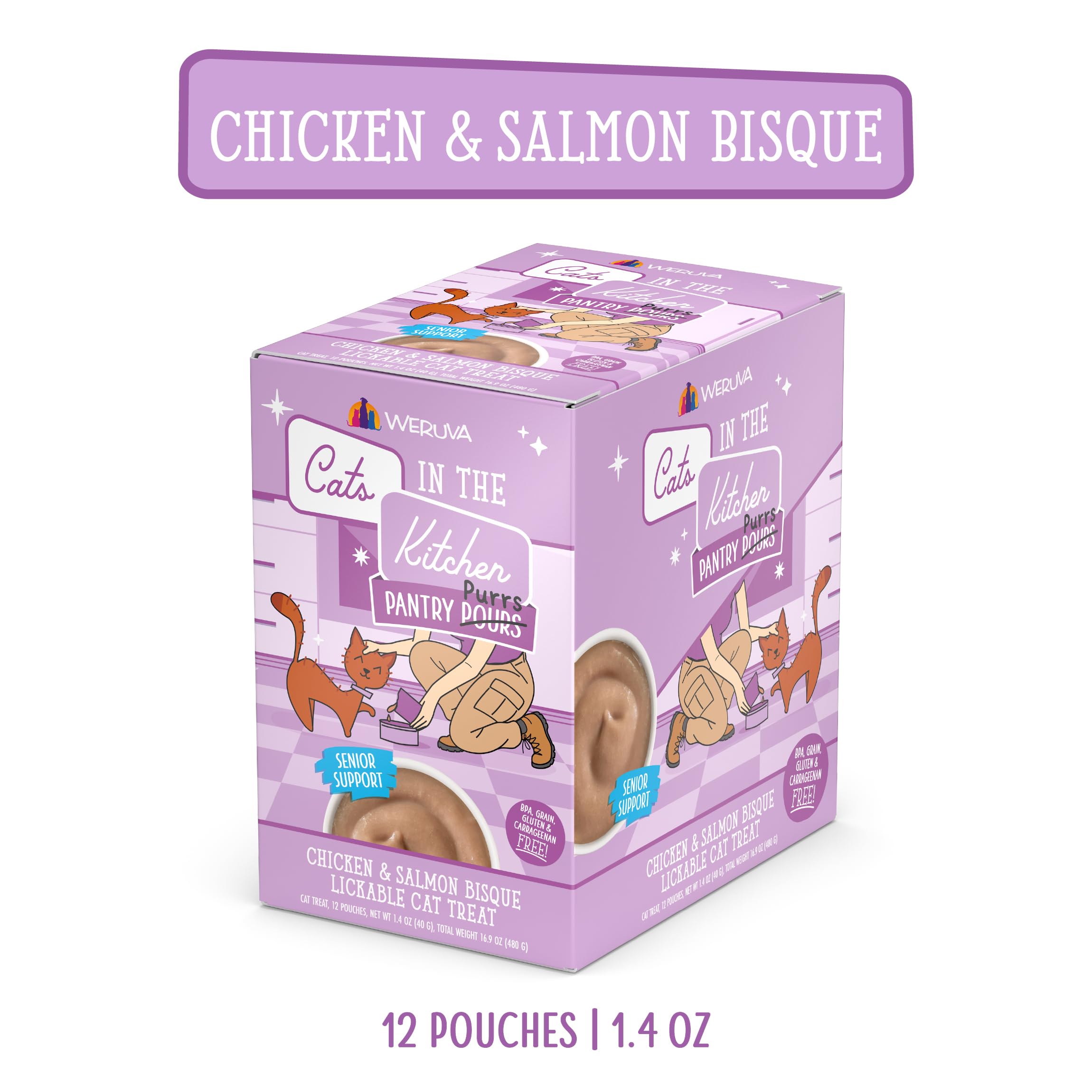 Weruva sachet ouvert révélant le contenu, portion pratique