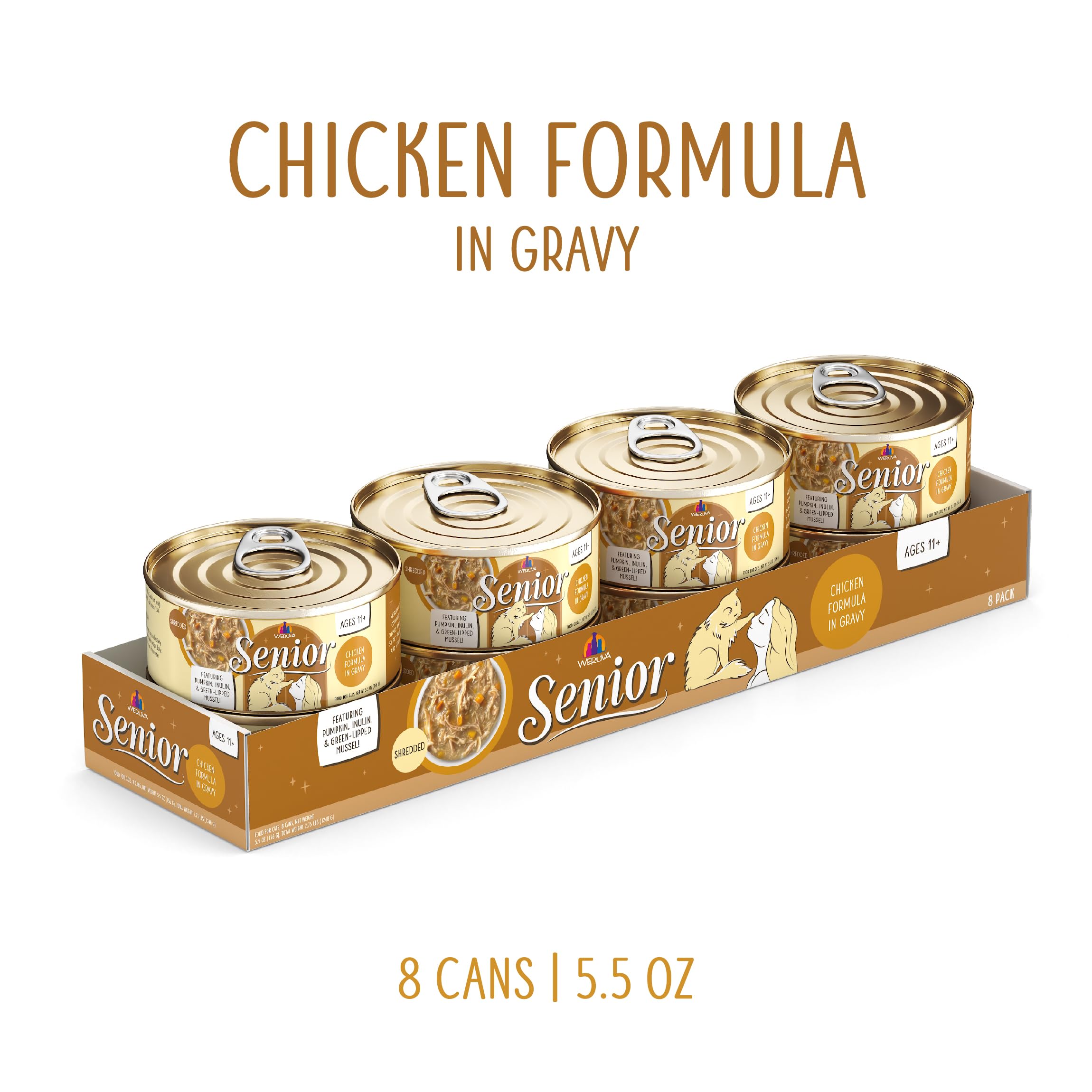 Weruva contenu ouvert montrant poulet en gravy, appétence améliorée
