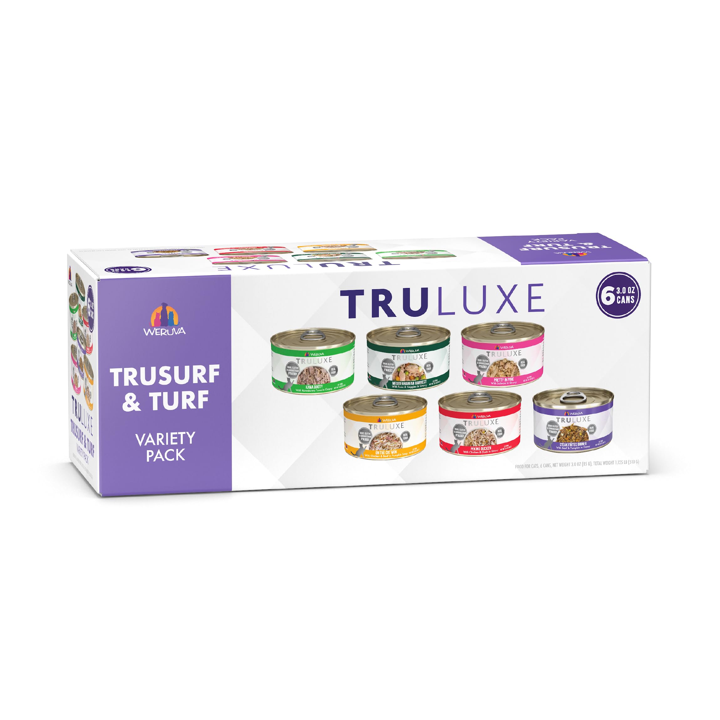 Weruva truLuxe face de la boîte montrant l’emballage premium et l’attrait visuel