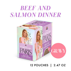 Weruva texture montrant morceaux de bœuf et saumon appétissants